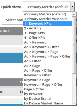 P a g e 124 Quick-Stat Views make it easy to save your favorite and most frequently used views for access with just 1-Click from within the Campaign Stats Target Performance Section.