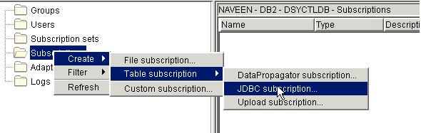 ibm.com/developerworks developerworks 2. Enter a name for the JDBC subscription. For our example, we are calling it AddressJDBC.