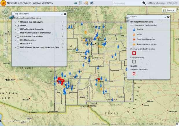 New Mexico Watch: User Guide The New Mexico Watch (nmwatch.org) interactive website distributes maps, data, and related information of natural disasters within New Mexico.