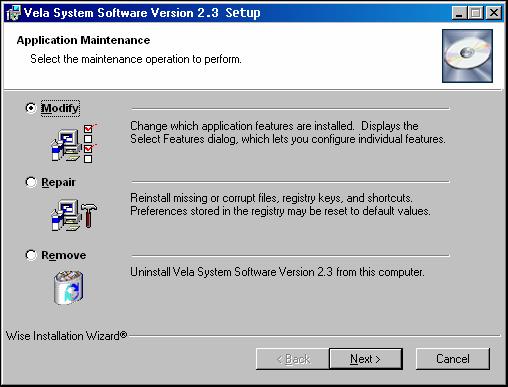 Look for an entry containing the phrase "Vela System Software" and click on it, then click on the "Change" button.