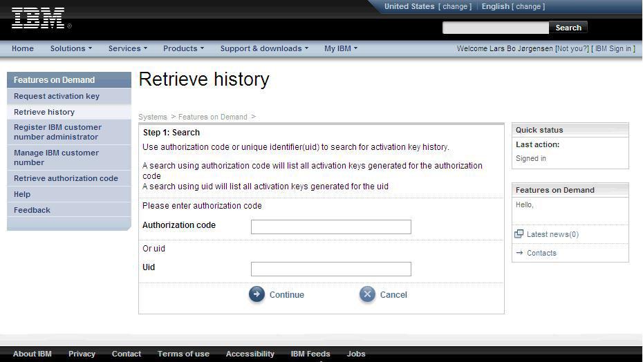Retrieing history On the Retriee history page, you can use the authorization code or the unique identifier (UID) to search for actiation key history.