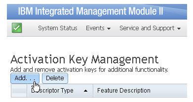 4. From the IMM2 web interface, click on the IMM Management tab; then click on Actiation Key