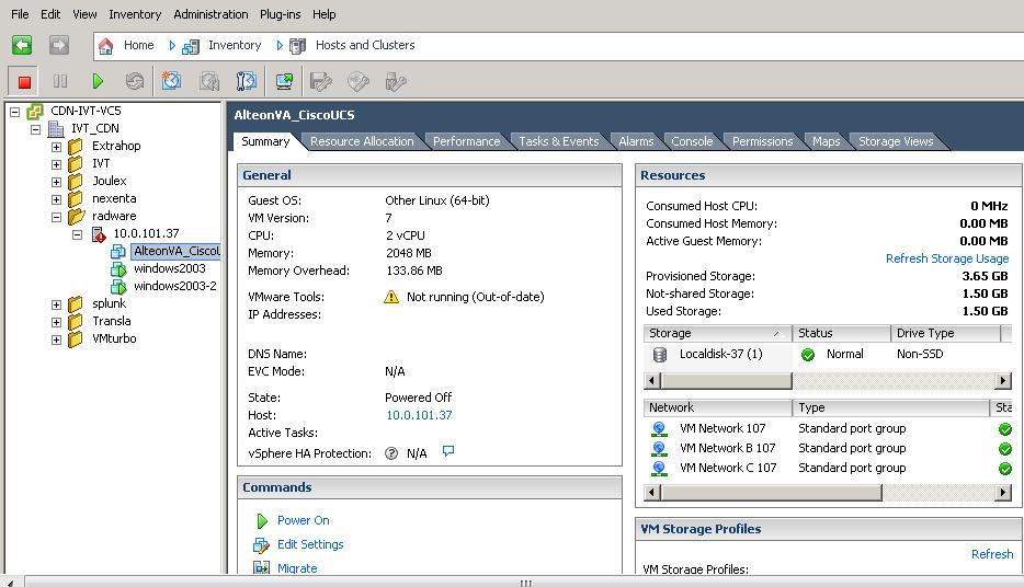 Moving to the Alteon VA entry now available in vsphere,