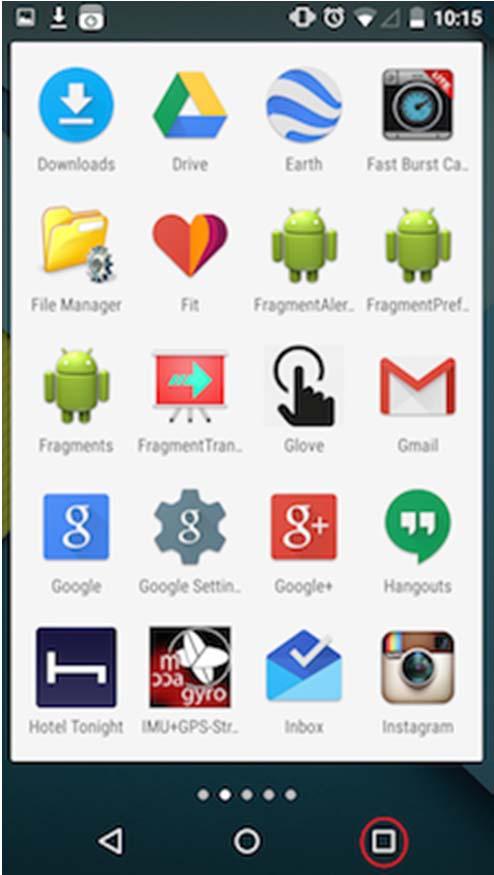 All Apps Screen Accessed by touching all apps button in favorites tray Can swipe