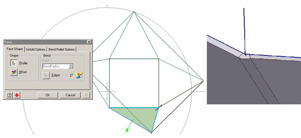 11 After the completion of each triangular panel, rename the respective Face feature with a specific name that corresponds to its related Work Plane and Sketch features