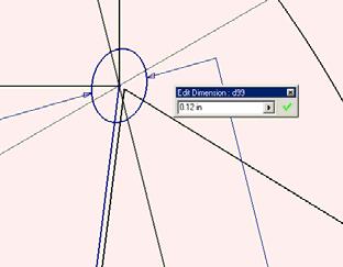12 diameter dimension with the General Dimension tool (Figure 5-5F); next, use the Trim tool to trim off excessive line segments (Figure 5-5G), so as to complete the profile at the top corner of the