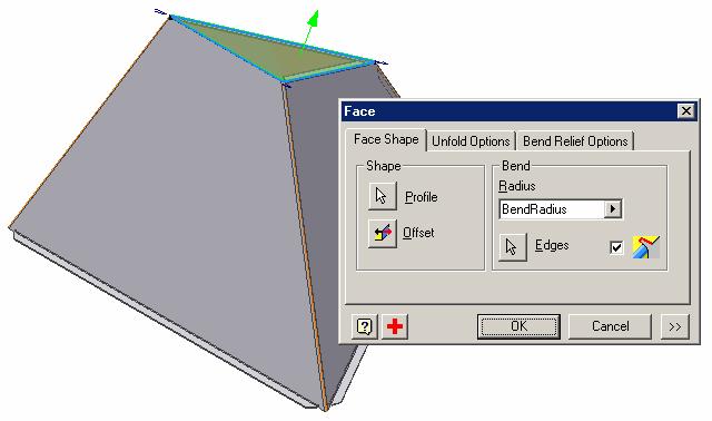 Figure 4B-10A: Creating a separate top panel without the Bend feature.