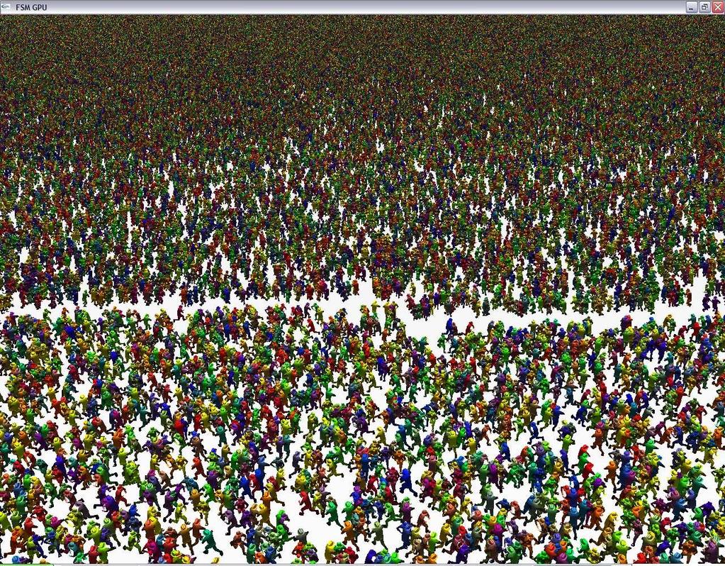 In this paper, we present a technique suitable to render large crowds of characters that takes advantage of existing programmable graphics hardware.