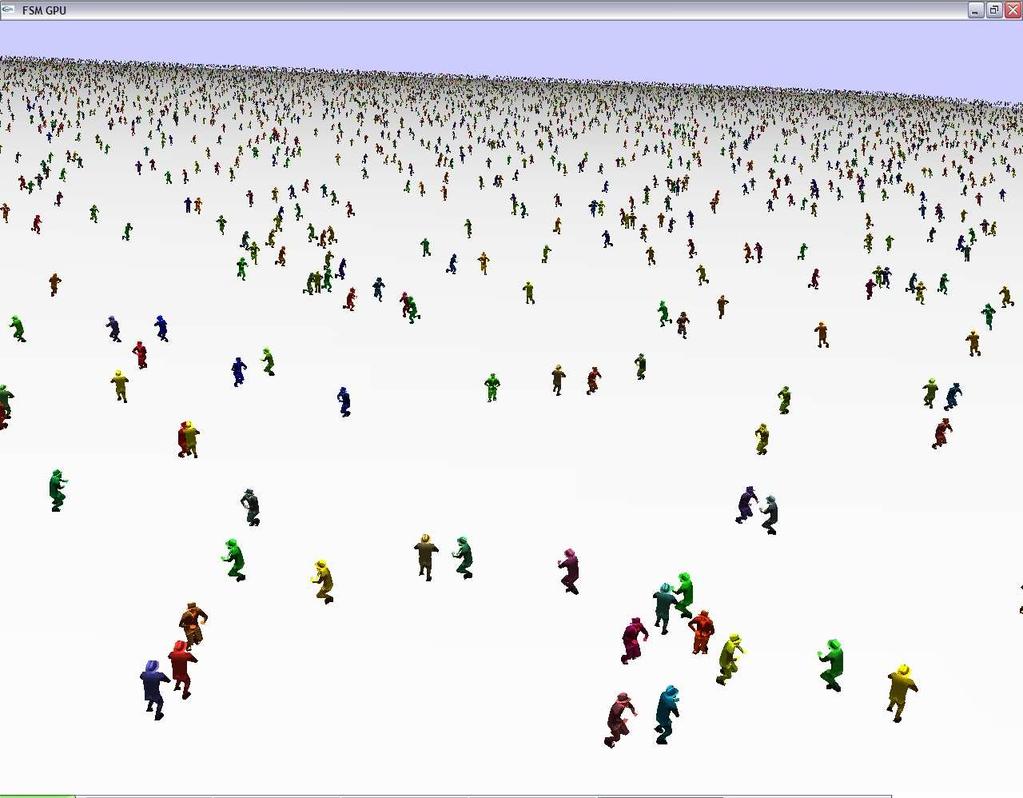 integrating the proposed rendering technique, the resulting performance was very similar to that of the spinning characters: between 59 and 60 frames per second for 16, 384 characters, between 29.