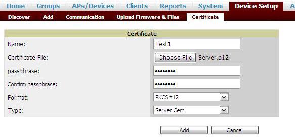 Figure 39 Server Certificate 4. After you upload the certificate, navigate to Groups, click the Instant Group and then select Basic.
