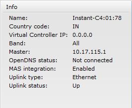Figure 95 Uplink Status Ethernet uplink supports the following types of configuration in this Instant release.