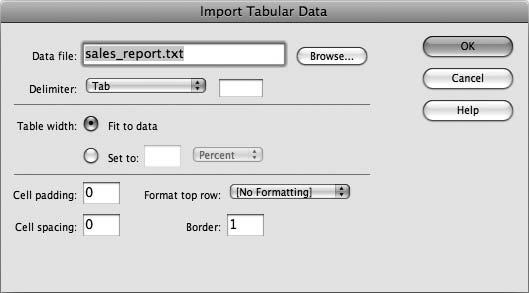 Tabular Data Importing Data into a Table: Choose File