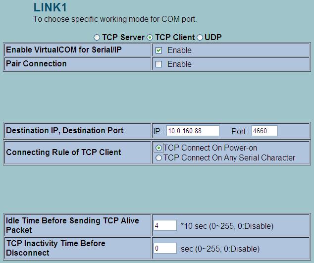 3.3.10. TCP Server Application: Enable RFC 2217 The underlying protocol of Virtual COM is based on RFC 2217, the Telnet COM Control Option.