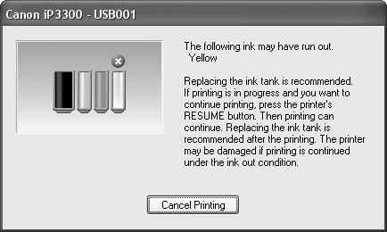 *1 *1 Ink tank that may have run out of ink If the ALARM lamp flashes orange sixteen times Ink has run out. Replace the ink tank. Printing under the current condition may damage the printer.