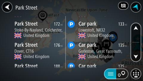Tip: You can switch between seeing the results on the map or in a list by selecting the