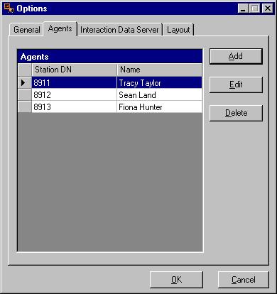 Administration 24 Agent Tab The Agent tab allows you to select valid telephone numbers to monitor.