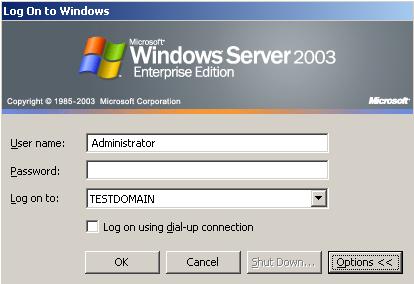 Figure 1-9 Step 5: After logging in, you will see a window like Figure 1-10. This window reports the status of the installation wizard. If your server was set to use 127.0.0.1 (from following Part 1) as its DNS server, you will see an error like in Figure 1-10 about assigning the DNS forwarder.