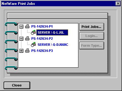 Selecting the symbol to the left of the port name will expand the list of all of the queues served by the port. Selecting a print queue and pressing the Print Jobs.