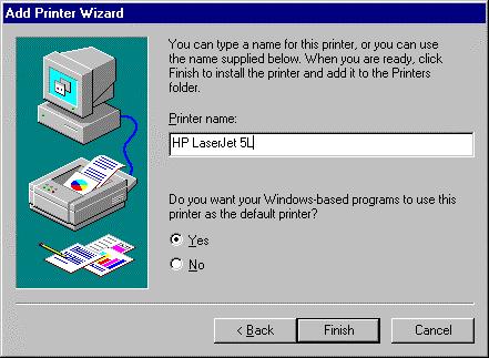 7. Windows may ask you whether or not you wish to print a test page to make sure that the printer will work correctly.