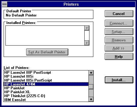 5. Windows will ask you to choose the correct printer driver for the printer. Select a driver and press OK. 6. The printer should now be available for use.