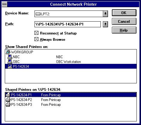8. Select the newly connected printer port in the Connect dialog window, and click OK.