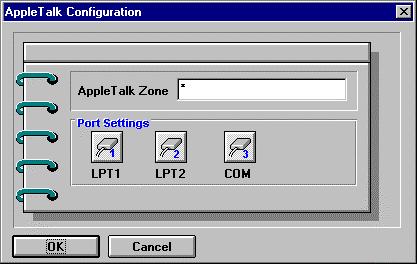choose Server Device... from the Configuration menu to display this window. 2. Choose AppleTalk Protocol... from the Configuration menu. 3.