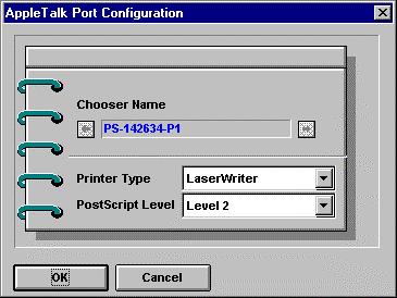 PS Admin will display the port s Chooser Name (which is the same as the port name) and allow you to change the port s settings: Printer Type Describes the type of printer.