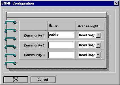 Setting up SNMP Traps 3. As necessary, add community names and set the access level for each. 4. Press OK to exit the SNMP Configuration window.