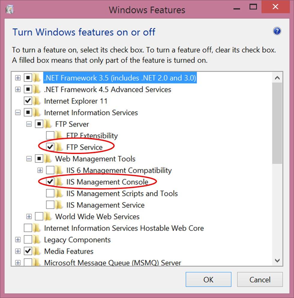 5.3 Windows 8.1 Fig. 5-54 Select Programs of Control Panel. Fig. 5-55 Select Turn Windows features on or off. Fig. 5-56 Tick the following items in Internet Information Service, then click OK.