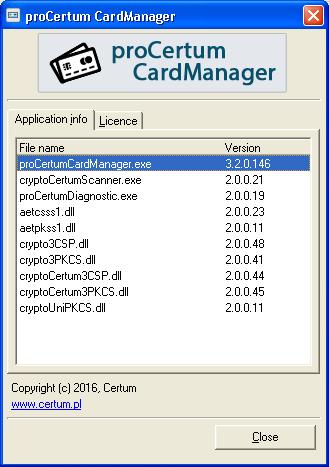 Figure 11: Main window of procertum CardManager application If there were more than one card readers installed on workstation, the user should select the proper reader first, which will cooperate