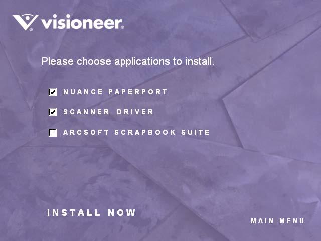 STEP 1: INSTALL THE SOFTWARE 7 3. On the installation menu, select Install ScanSoft PaperPort and Scanner Driver. 4.