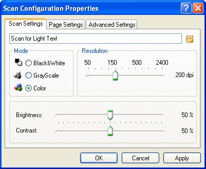 60 VISIONEER ONETOUCH 7400 USB SCANNER INSTALLATION GUIDE 4. To edit the configuration, click the Edit button. The Scan Configuration Properties dialog box opens for that configuration.