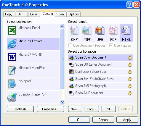 CONFIGURING THE ONETOUCH BUTTON OPTIONS 71 CREATING AN HTML WEB PAGE FROM YOUR SCANNED DOCUMENTS You can convert scanned pages to HTML format for posting directly to your web site.