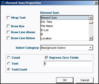 Double-click on the Element Sum box in the Strip Designer. The Element Sum Properties window will open. 1.