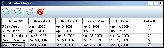 Completing the Production Calendar When satisfied with a calendar, click on the OK button at the lower right corner of the Edit Calendar window.