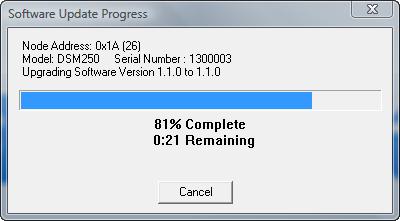 Figure 14 -- Firmware Update Progress Window Once the firmware update process has completed, the N2KAnalyzer software will then display another window summarizing the results of the firmware