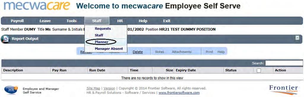 Select the employee s names which you wish to view; this is done by clicking the box next the respective name. You can select all of the staff by clicking Select All.