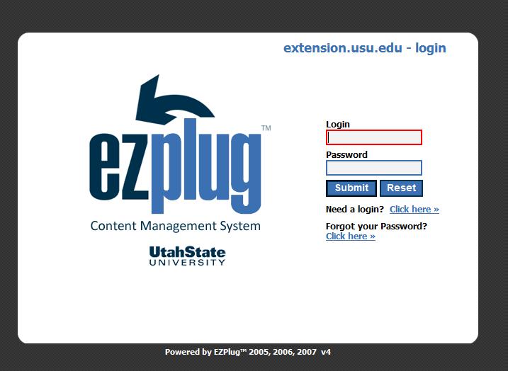 Editing the Home Page Logging on to Your Web site 1. Go to https://extension.usu.edu/admin/ 2.