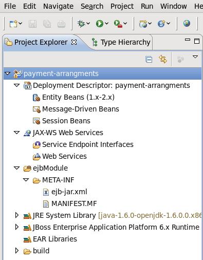 Development Guide Figure 7.2. Newly created EJB Project in the Project Explorer 5.