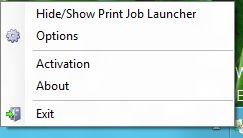 Product Overview Dialog screens and menu items Main window When the Print Job Launcher is opened the first time you see the main window.
