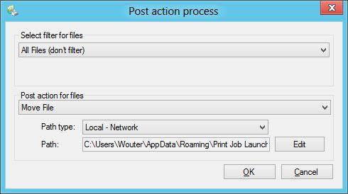 Post action process File Location (General) By clicking the [Add] button on the General