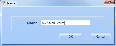 To create a saved search, configure an Advanced Search with all of your desired evaluation items, then click the Save button. You will be prompted to provide a name for the search.