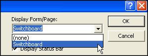 Switchboard Page window. Click Close the Switchboard Manager window.