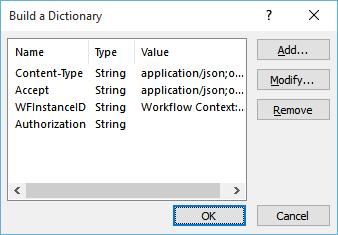 First, configure the dictionary action that builds the