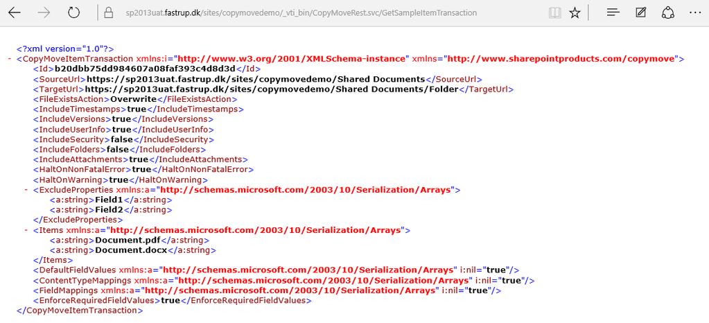 90 CopyMove for SharePoint 2016 Administrators Guide Copying a single file only requires a few XML tags as shown in the screen shot below.