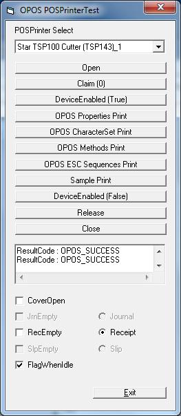 4.6.7. Sample Application The sample application performs some demonstration printing but also serves to educate the operator on the capabilities of the TSP100 futureprnt in an OPOS application.