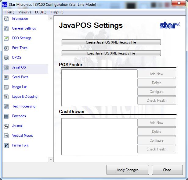 4.7. JavaPOS Installation <Star Line mode only> The JavaPOS printer driver is included with the Windows driver installation.