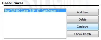 4.7.4. Configure a Cash Drawer Device Click Configure on the right of the text box in the JavaPOS CashDrawer window to configure cash drawer operations.