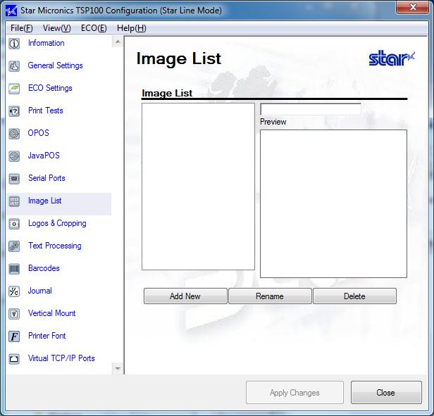 4.9. Image List The image list allows for the queuing of bitmap images (jpg, gif, bmp format) for later automatic