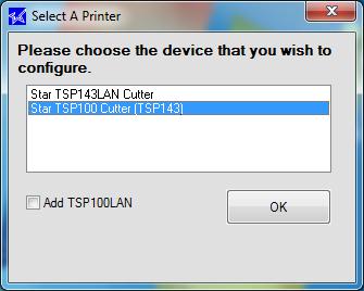 (6) If the application is launched from the Start menu while there are multiple available printer queues, the following window will appear. Select a target printer, and click OK.